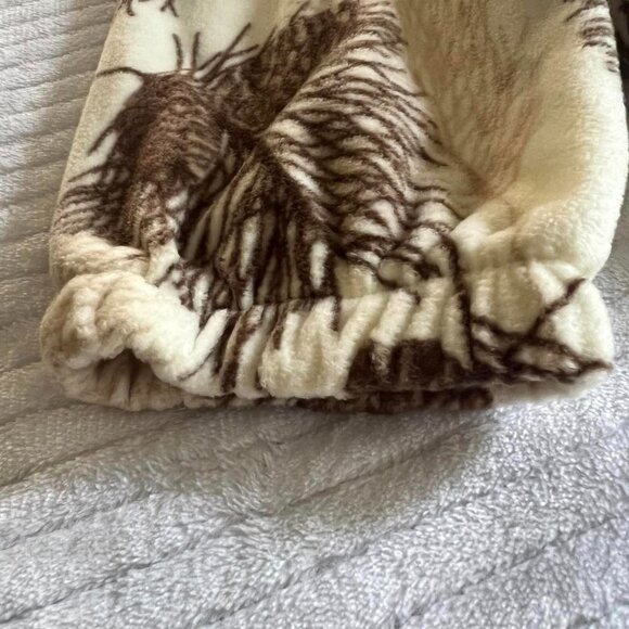 Size Large (12-14) White Stag Beige & Brown Full Zip Fleece - Picture 2 of 7